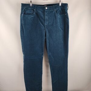 NYDJ Pants Womens 14 Girlfriend Corduroy Turquoise Blue Jay (34x28)